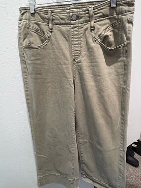 Chico's Wide Leg Flare Jeans in Light Olive